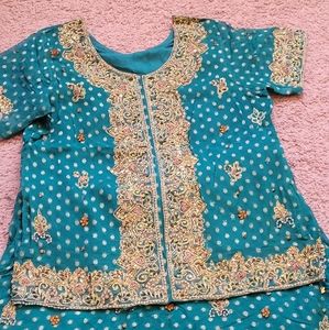 Pakistani embroidery sharara with lining petite size 40 3 pieces